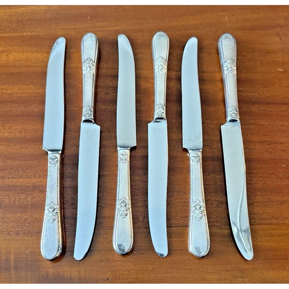 Set of 6 Vintage 1847 Rogers Bros SS Modern Dinner Knife 8 5/8"‎ Adoration?
